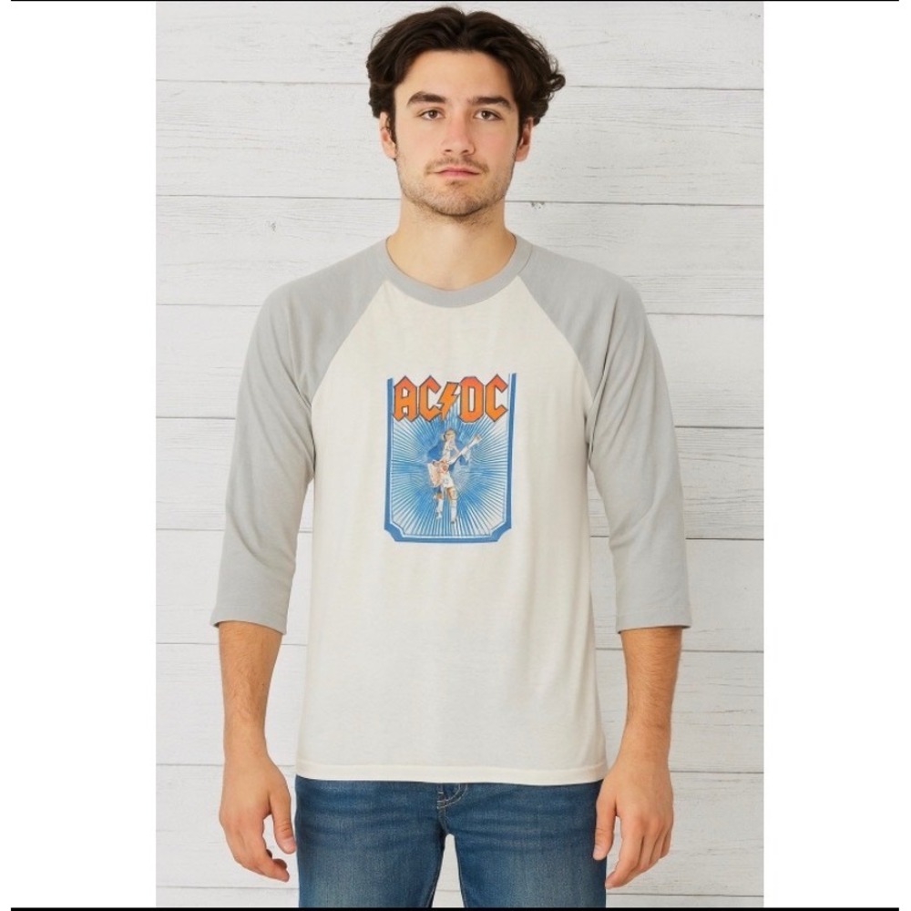 Screen Play AC/DC Who Made Who‎ Vintage Raglan Tee Band T Shirt M Single Stitch
